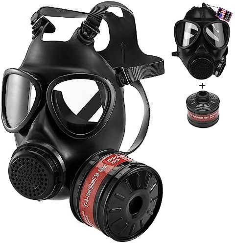 RANKSING Maschera respiratoria integrale maschera gas riutilizzabile con P-A-2 40 mm filtro al carbone attivo tanica nera gomma maschera russa per uso domestico industriale e sopravvivenza