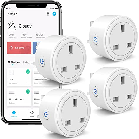 SURFOU Mini Smart Plug Wi-Fi Outlet 2Pcs, 13A Wireless Socket Works with Amazon Alexa, Google Home and SmartThings, Energy Monitoring, App Remote/Voice Control, Schedule and Timer, No Hub Required