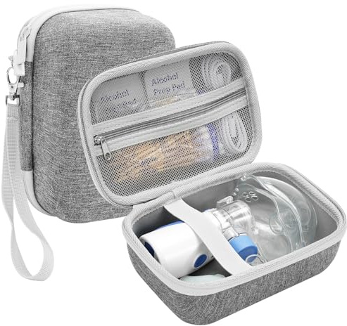ProCase Tasche für Tragbar Inhalationsgerät, Hard EVA Inhalator Vernebler Organizer Aufbewahrungstasche, Asthma Inhaler Spacer Reisetasche Tragetasche, Stoßfest Inhaliergerät Schutzhülle -Grau