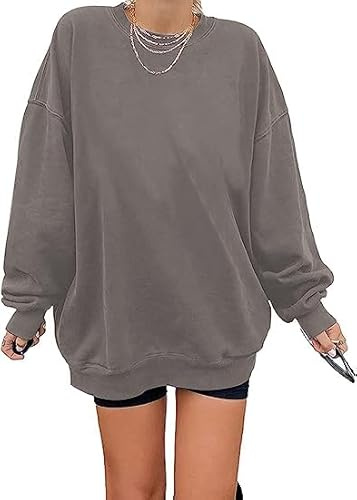 Felpa da Donna Los Angeles, Pullover Oversized, Manica Lunga, Girocollo, Basic, Loose, Tops, Senza Cappuccio, Teenager, Vintage, Camicie, grigio., S