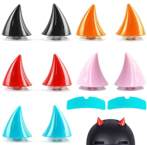 Décoration de Casque Corne, Corne de Casque de Moto, Cornes de Diable pour Casques de Moto, Accessoires de Décoration de Casque de Moto, 10 Pièces, avec 2 Films Pluie pour Casque Moto