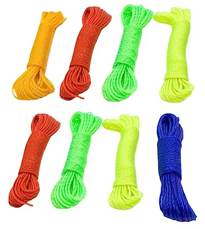 BUGUUYO 8piezas Cuerda De Nailon Trenzada para Camping y Actividades Al Aire Resistente y Ligera para Tender Ropa y Uso Diario
