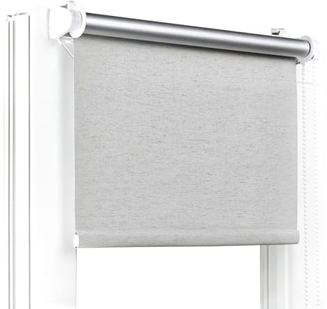 Fenster DEKOR - Rollos Für Fenster Ohne Bohren Dunkel Beige - Verdunkelungsrollo B120 x H120 cm - Klemmrollo Verdunkelung - Fensterrollo Für Balkontüren - Verdunklungsrollo Leicht Zu Installieren