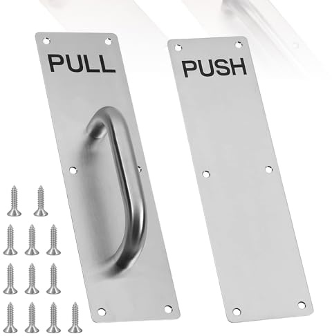 GIONAR Sliding Door Handle, Pull Door Handle Stainless Steel, Door Handle Bar with Push and Pull Function, with Screws, Silver Handles for Heavy Duty Doors(300 x 80 mm)