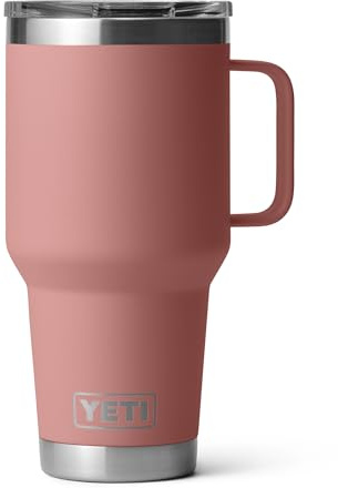 YETI Rambler - Taza de viaje de acero inoxidable, aislada al vacío con tapa Stronghold, color rosa arenisca