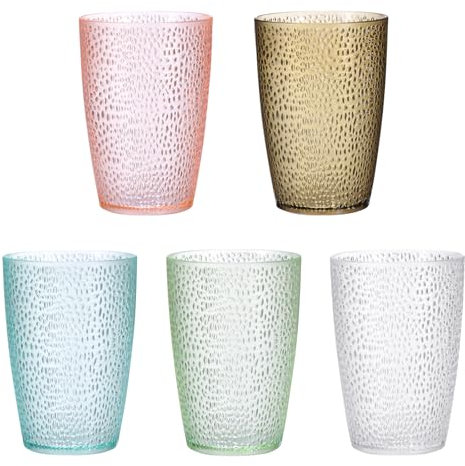QUARKZMAN Verres à Boire en Acrylique de 13 OZ, 1 Lot Gobelets Réutilisables en Plastique, Verres à Eau Incassables Empilables et Lavables au Lave-Vaisselle, Couleur Mélangée
