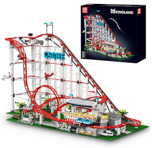 Mould King 11014 Technik Achterbahn Set, 3646 Teile Vergnügungspark Loop Coaster Modellbausteine für Erwachsene, MOC Elektrisches mechanisches Bausteinmodell Klemmbausteine Bausatz Spielzeug | Mould King Technik Achterbahn Loop Coaster Klemmbausteine Bausatz mit 3646 Teilen, motorisiertes Freizeitpark-Modell