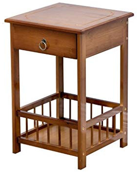 Modern Small Table Natural Material Bamboo Side Table is Now Simple Bedside Table Living Room Corner Multi-layer Organizer Easy Installation Living room and bedroom, terrace (Color : B) Full moon