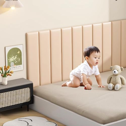 Panneaux Muraux Rembourrés, Panneau Tete de Lit à Coller 70 x 23 CM Coussin Mural, Panneau Mural Revetement Rectangulaire Isolation et Décoration, Chevet Autocollants Muraux(Vert,6 pcs)