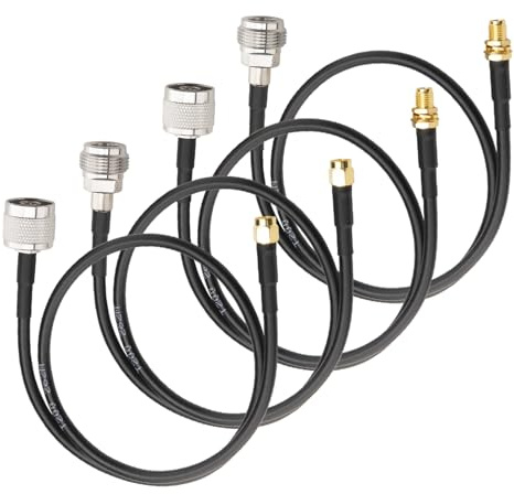 Boobrie Juego de 4 cables SMA a N de 50 cm, cable coaxial de extensión de antena WiFi equivalente a LMR200, mejor que RG58