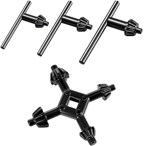 4PCS Drill Chuck Key Wrench Set, 3/8 1/2 5/8 and 4 in 1 Drills Press Chuck Keys Replacement, Carbon Steel Drills Bit Key for Electric Drill Clamping Tool of 10mm, 13mm, 16mm in Diameter
