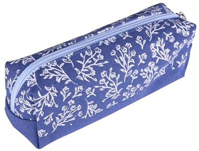 Idena 11368 - Trousse à Fermeture éclair, Bleue avec Motif Floral, env. 19 x 7 x 5,5 cm, Trousse pour Fournitures de Bureau, matériel de Dessin et de Bureau