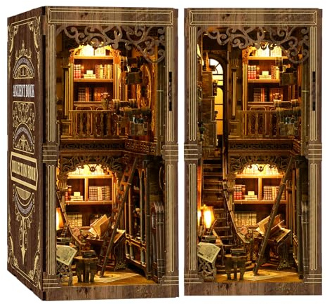 Book Nook Kit, DIY Miniatur Puppenhaus Booknook Kit, 3D Holz Puzzle Buchstütze Bücherregal einfügen Dekor für Erwachsene (Book)