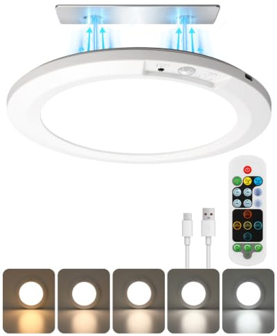 Rechargeable Motion Sensor Magnetic Ceiling Light, 60-Day Battery Life | Renter-Friendly Stick-On or Screw Mount, Dimmable with Remote & Timer, 450LM Bright Enough for Wardrobe & Hallway, 1-Pack