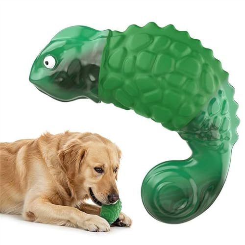 Pewkim Chamäleon Hundespielzeug, Unzerstörbares Hundespielzeug, Unkaputtbar Kauspielzeug Hund mit Naturkautschuk, Nylon Material für Kleine,Mittelgroße-Grün