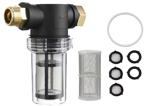 Gartenschlauch Filter 3/4, Vorfilter für Gartenpumpen und Hauswasserwerke Pipeline Filter Down-Sediment-Wasserfilter Pumpenvorfilter für Gartenbewässerung Pool (mit 40 und 100 Mesh-Filter)