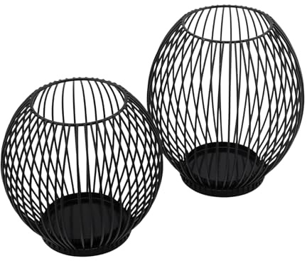 CHUIFAI Svart ljusstake metall set om 2, lyktljus, ljushållare, vindljus, utomhus ljusstakar för dekoration vardagsrum, sovrum, badrum, balkong
