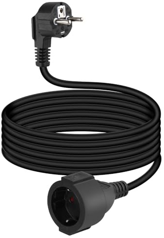 YANBORONSN Cavo di prolunga Schuko a 90°, 3G1,5mm² con spina maschio e presa femmina, cavo di estensione con contatto di protezione, nero (3m)