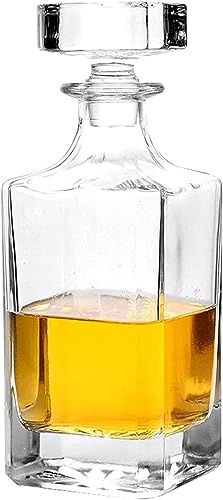 Decanter per Whisky, Design con Tappo Geometrico Sigillato, Materiale in Cristallo di Alta qualità, capacità 750 Ml, Idea Regalo per Molte Occasioni
