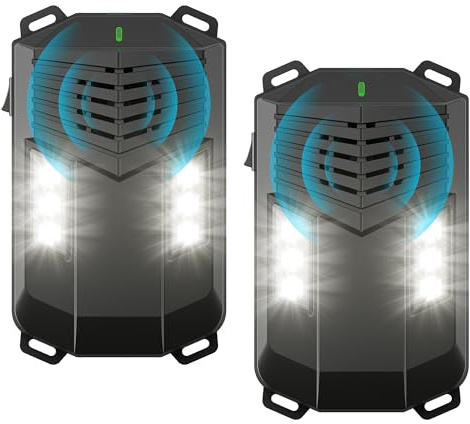 Mouse repellente a ultrasuoni per carrello, dispositivo plug-in alimentato a batteria, respinge topi, ratti e scoiattoli dal motore del veicolo, garage, aree interne ed esterne – Confezione da 2