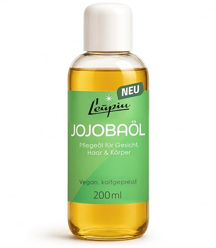 LEUPIN Jojobaöl - 200 ml - kaltgepresstes, veganes Jojoba-Öl in Apothekenqualität - rein pflanzliche Pflege für Gesicht und Körper