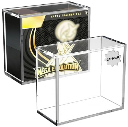 ETB Protector Case 2 Pack, ETB Acrylic Case with Sliding Magnetic Lid