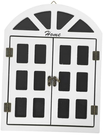 jojofuny Small White Wooden Hanging Message Board with Window Frame Design Practical Chalkboard for Store Pub Restaurant Decor Easy to Erase and Reuse for Home and Office Wall Decoration