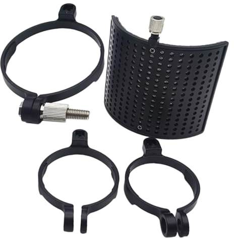 Mikrofon Popschutz U-förmig 1 Satz mit Clip On für Ständer Schwarz | Metall und Abs Kunststoff, Schutz vor Speichel und Staub, Geräuschreduzierung, für Tisch und Bodenständer