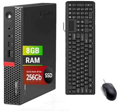 Lenovo ThinkCentre M920Q Mini PC Desktop Computer, Intel Core i5-8600, 8 Go de RAM, 256 Go SSD, Clavier QWERTY américain, Souris, USB WiFi, Windows 11 Pro (reconditionné)