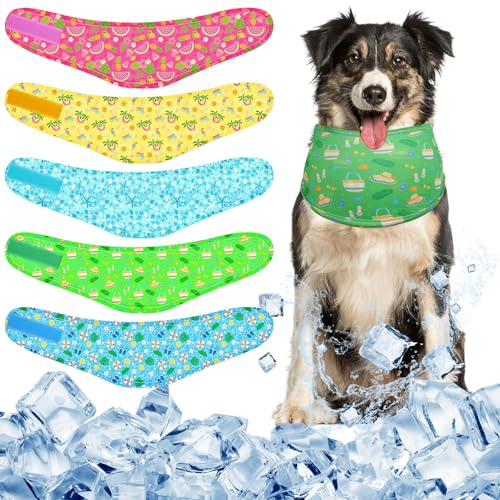 Dansydaisy 10 Dog Cooling Bandanas Dog Instant Cooling Neck Wraps Breathable Ice Scarf Pet Heat Relief Collar Basic Collars for Small Medium Large Pet Training Camping Accessories for Summer (XL)