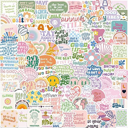 Motivational Quotes Aesthetic Stickers Positive Preppy Bookish Book Sticker | 100pcs Pink Cute Graffiti Kindle Sticker Waterproof Vinyl for Scrapbook, Water Bottles, Laptops
