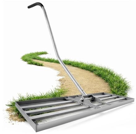 Lawn Levelling Rake Ergonomic with Click System 80 x 30 x 197cm, Rasenrechen Garden Grass Squeegee Sand Rakel Tool Scarifier with Long Handle Metal Rasen RechenRakel for Yard, Golf Course