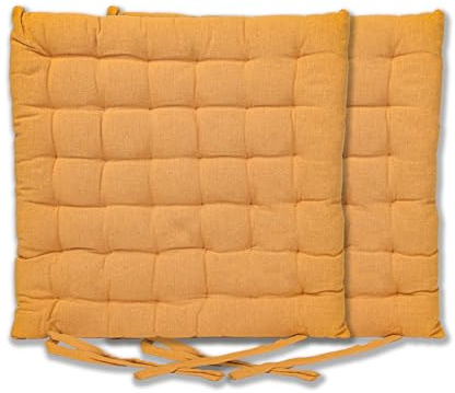 BESCH Pack 2 Cojines para Silla Usos Interior y Exterior 40x40x5cm Extra Suave - Cojin de Asiento Decorativo Funda de Algodón Lavable Cómodos Acolchados (Naranja)