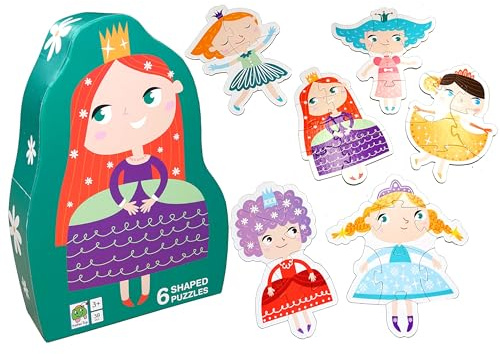 Barbo Toys - Prinzessinnen-Deko-Puzzle - Puzzle Für kleine Kinder - 6 geformte Puzzles mit verschiedenen Prinzessinnen