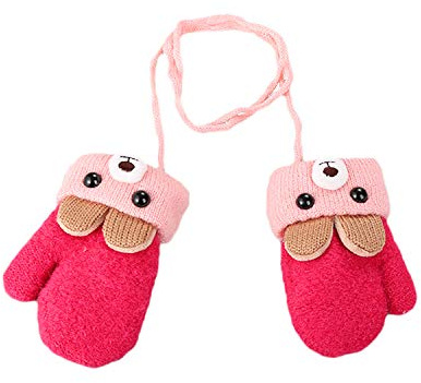Kinder Winter Handschuhe Fäustlinge Baby Cartoon Fausthandschuhe Halshandschuhe Dicke Doppelt Strickhandschuhe Niedliche Fuchs Handschuhe, 1-3 Jahre alt, Spielen, Laufen, Skifahren Bedarf