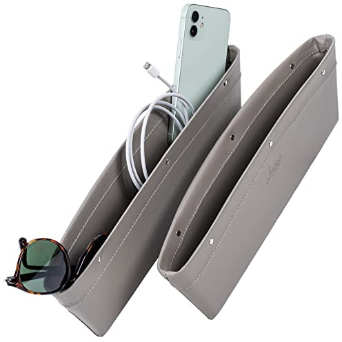 Lusso Gear 2 in 1 Car Seat Gap Organizer | Universal Fit | Storage Pockets Adjust | 2 Set Car Seat Crevice Storage Box | Helps Reduce Distracted Driving & Holds Phone Money Cards Keys Remote