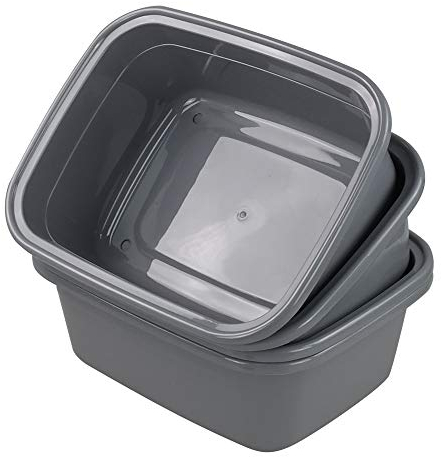 Xowine 4-Pack Plastic Wash Basin Rectangle, Washing up Bowl Basin, Gray