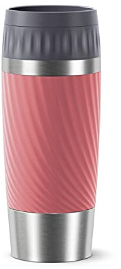 Tefal Mug isotherme étanche 0,36L, Double paroi, Acier inoxydable, Boisson à 360°,Fermeture Quick-Press, Sans BPA, Compatible lave-vaisselle, Base antidérapante, Travel Mug Easy Twist corail N2011610