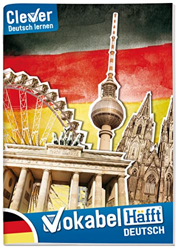 Häfft® Vokabelheft Deutsch A5 mit 2 Spalten, liniert, 64 Seiten - mit Sprüchen, Infos zu Kultur und Umgangssprache, Grammatik, Lernkontrollsystem u.v.m