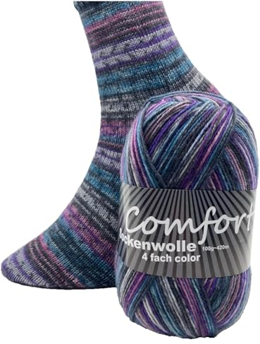 Comfort Sockenwolle 100gr Knaul 4-fach 420m Premium Strumpfgarn Made in Italy mit großer bunter Farbauswahl (66-06)
