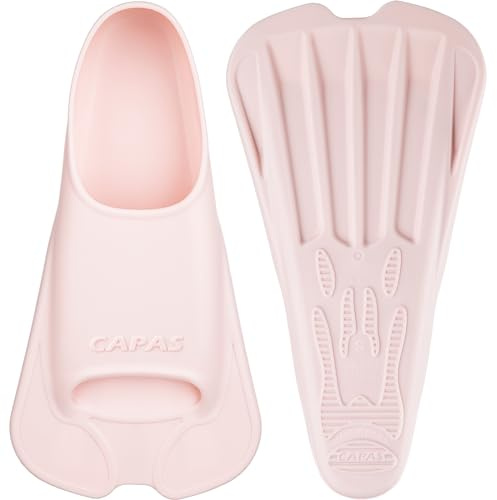 CAPAS Swim Training Fins Comfortable Silicone Swimming Floating Flippers with Mesh Bag for Kids Adult Men Women Short Blade Build Leg Strength (Pink, XXXS (Kids UK Size 12-13.5))