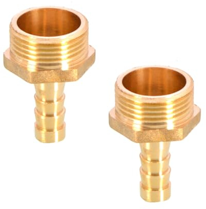 TopHomer 2Pcs BSP Hose Connector Brass Pipe Fitting 10mm Barb x G3/4 Male, Hose Barb Tail Male BSP Thread Connector Joint Copper Coupler Adapter