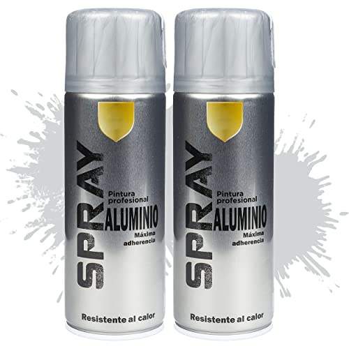 Etrexonline Pintura Spray Multicolor Profesional 400ml Adecuado Metal Madera y Plástico - Color Aluminio (Paquete de 2)