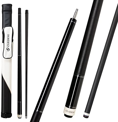 CUEDESG Pool-Queue-Stick aus Kohlefaser, 10,5 mm/11,8 mm/12,5 mm, geringe Abweisung, professioneller Queue-Stick mit Etui, Schwarz / Leinen-Folie / 12,5 mm