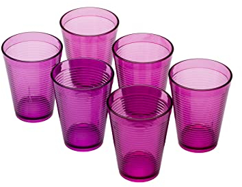 Omada Design 6 Bicchieri in Plastica rigida da 275 ml, Impilabili, Infrangibili, Riutilizzabili, Lavabili, Linea Samba