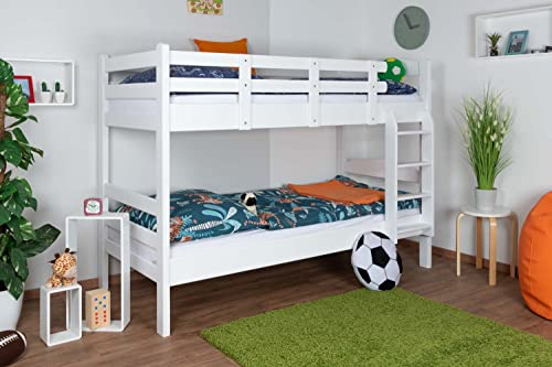 Etagenbett Stockbett Easy Premium Line K17, Buche Vollholz massiv Weiß, Liegefläche: 90 x 190 cm (B x L), teilbar
