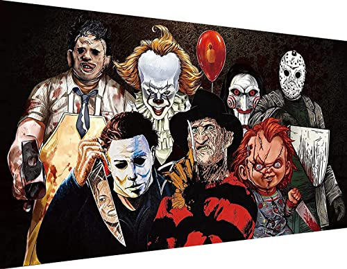 Halloween Diamond Painting Kits for Adults,5D Full Round Diamond Halloween Clown Diamond Art Kit, Large Dots Diamond Painting for Beginners, DIY Beads for Home Wall Decor, 27.5 x 15