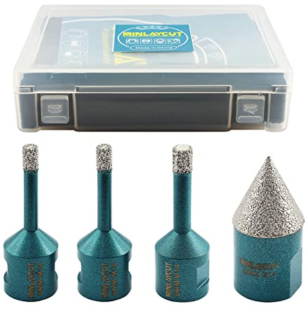 MINLAYCUT Diamond Core Drill Bits Set 6/6/8mm+20mm Tile Cone Bit Tile Hole Saw Kit for Porcelain, Granite, Marble, Stone
