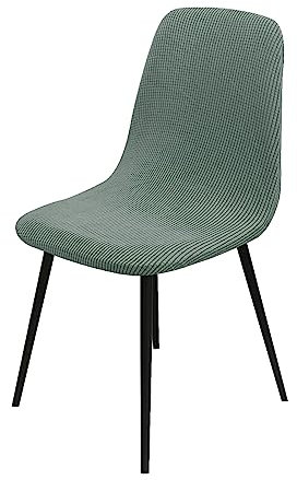 GUYIRT Schalenstuhl Bezug Jacquard, Einfarbig Moderne Mitte des Jahrhunderts Stuhlbezug Armlehnenloser Stuhlschutz Für Esszimmer Und Wohnzimmer-Grün-6 Stück