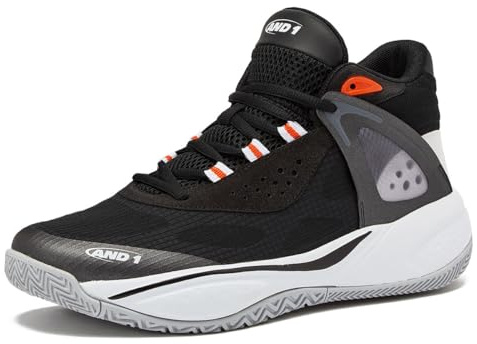 AND1 Revel Mid Men’s Basketball Shoes, Indoor or Outdoor Basketball Sneakers for Men or Women, Street or Court - Black, 14 Medium